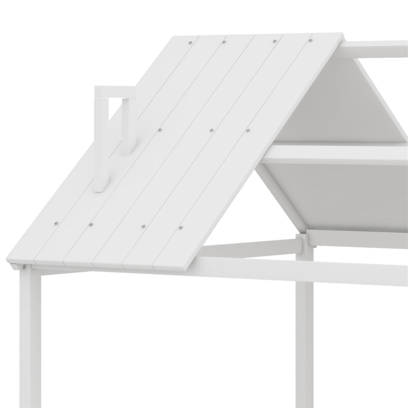 Lit en bois avec clôture, Blanc
