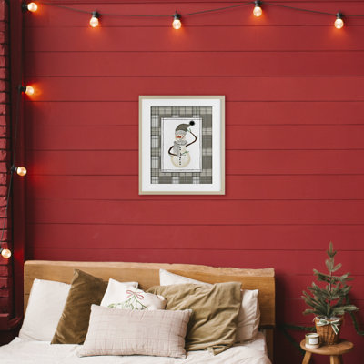Hiver bonhomme de neige écossais vert, reproduction encadrée sous verre