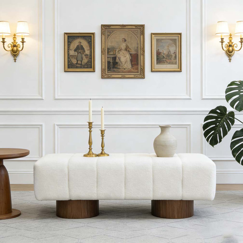 Upholstered Dining Bench for Dining Room, White