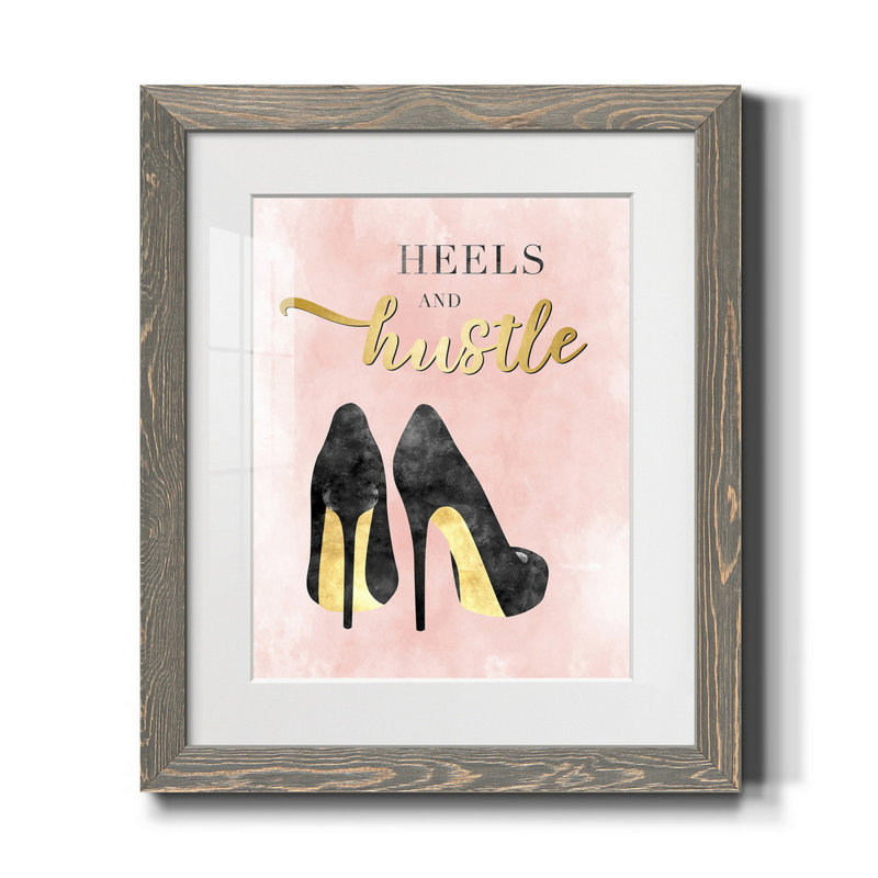 Heels and Hustle - Cadre photo, impression d'art textuel sur papier, H 20 po x l 17 po x P 1 po, gris