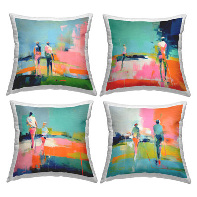 Coussin décoratif imprimé People on Golf Course par Lil 'Rue (ensemble de 4)