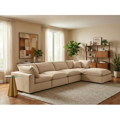 Hinesh Velvet L-Shaped Sectional Reversible