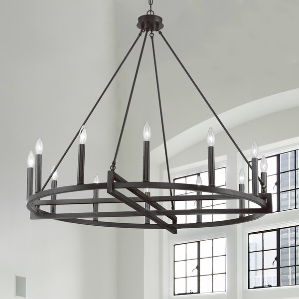 Greyleigh™ Finchley 12 - Light Dimmable Wagon Wheel Chandelier ...