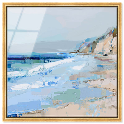 Décoration murale côtière à impression acrylique encadrée par Art Remedy, cadre doré, 12 x 12