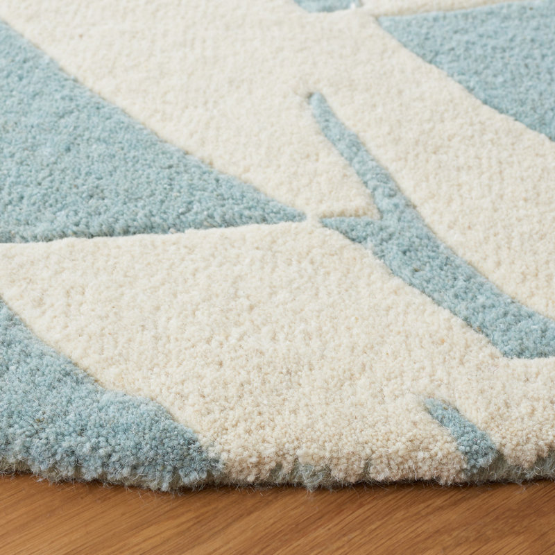 Amier Hand Tufted Wool And Viscose Geometric Rug, Round 6'