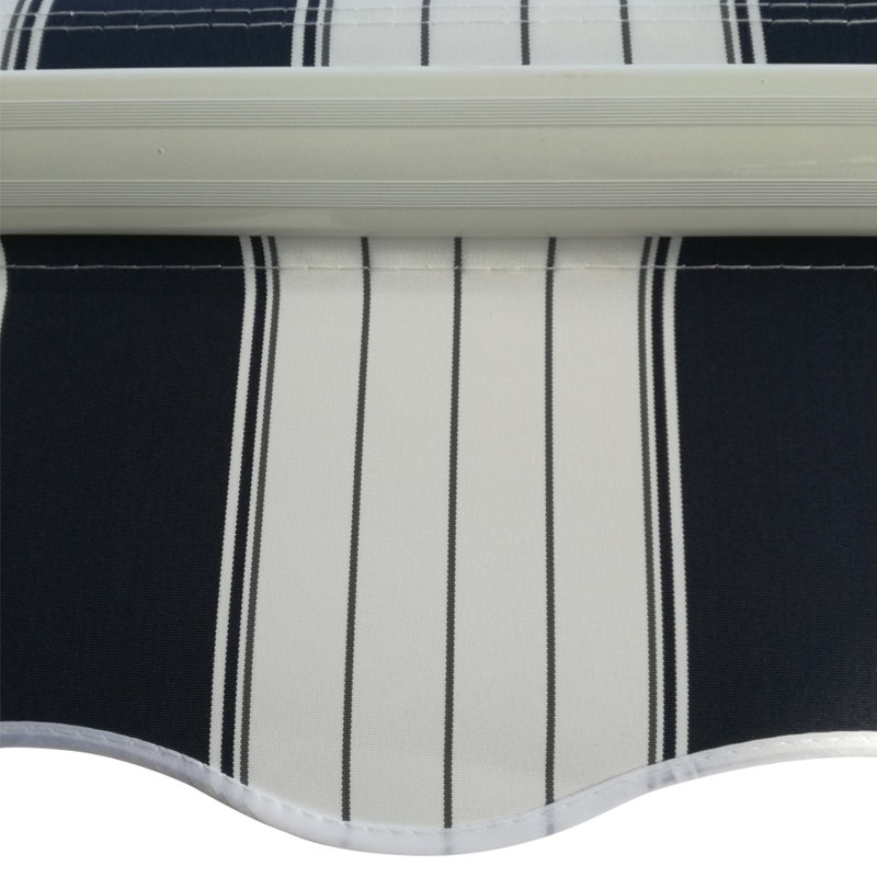 Dakota Fields 300cm W x 250cm D Fabric Cover Retractable Patio Awning, Blue/White