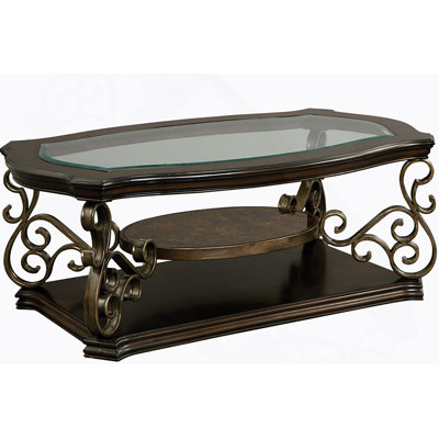 Oval Cocktail Table With Glass Table Topand Shelf
