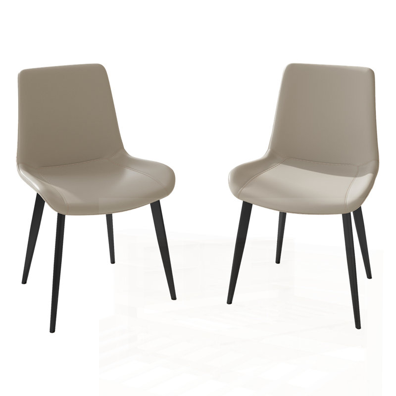 Chaises de salle à manger modernes en cuir 2 pièces, siège en similicuir confortable avec pieds en métal robustes pour un repas élégant