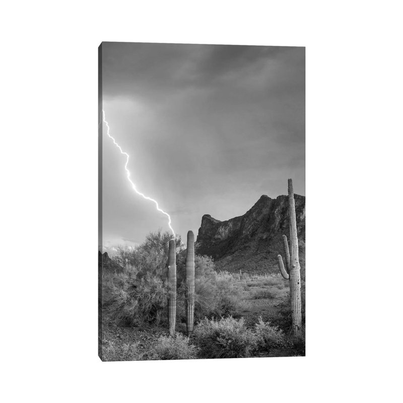 Lightning Over Picacho Peak, Picacho State Park, Arizona - Wrapped Canvas Print, 66.04 cm H x 45.72 cm W x 1.91 cm D
