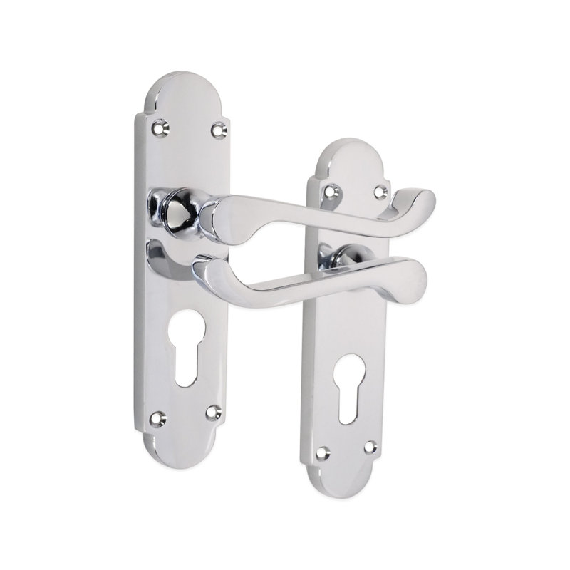 Oakley Lever on Backplate Euro Satin Nickel, Polished Chrome