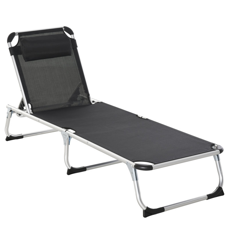 Chaise longue simple inclinable 66,9 po Akein, Noir