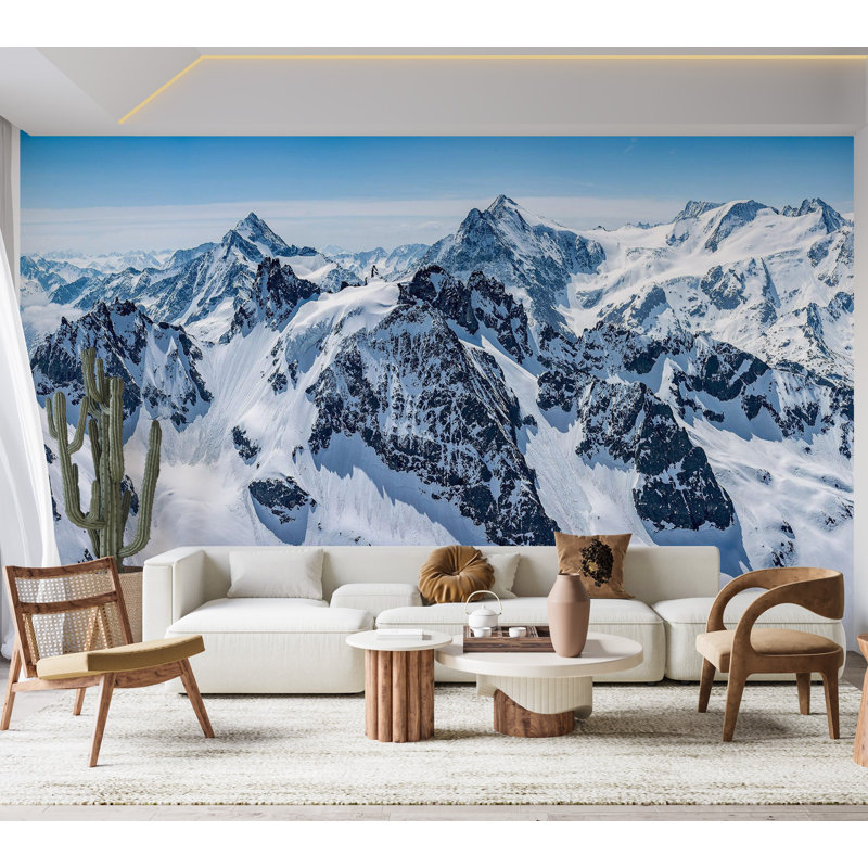 Papier peint de qualité supérieure - Snowy Mountain Peaks, L 40 po x l 60 po