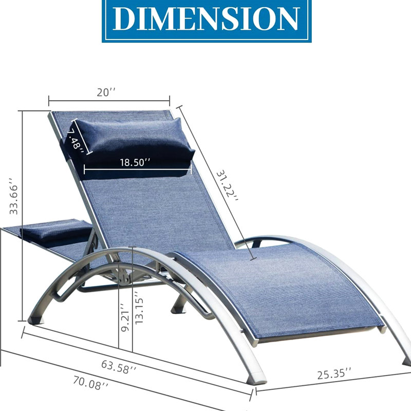 2 chaises longues pour l'extérieur - bleu, avec coussin réglable et amovible rouille - bleu
