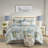 6 Piece Oversized Cotton Comforter Set With Throw Pillow Blue Queen