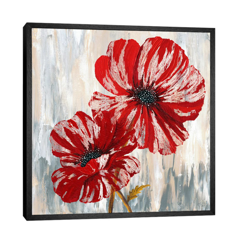 Red Poppies II - Print on Canvas, 93.98 cm H x 93.98 cm W, Black Framed