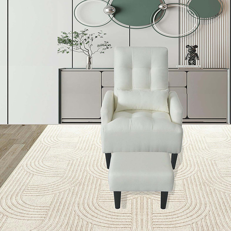 Tout nouveau fauteuil de salon inclinable blanc crème avec repose-pieds, Blanc, crème
