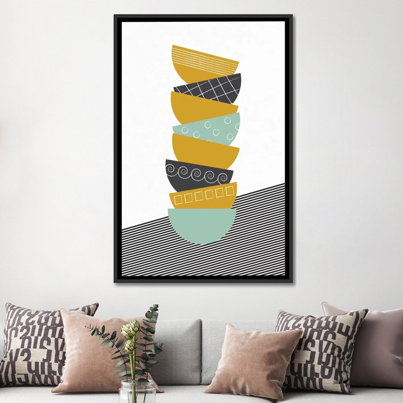 «Bowls», impression sur toile tendue, H 60 po x l 40po x P 1,5 po, Toile avec cadre noir, Pas de tapis