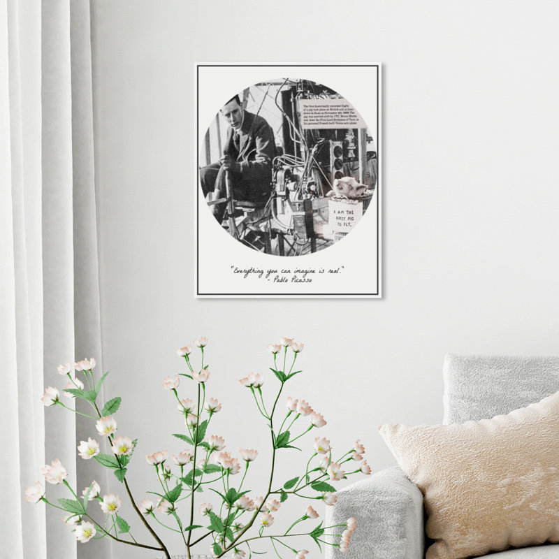 " Ists First Pig To Fly ", White Framed, 36" H x 30" W x 1.5" D