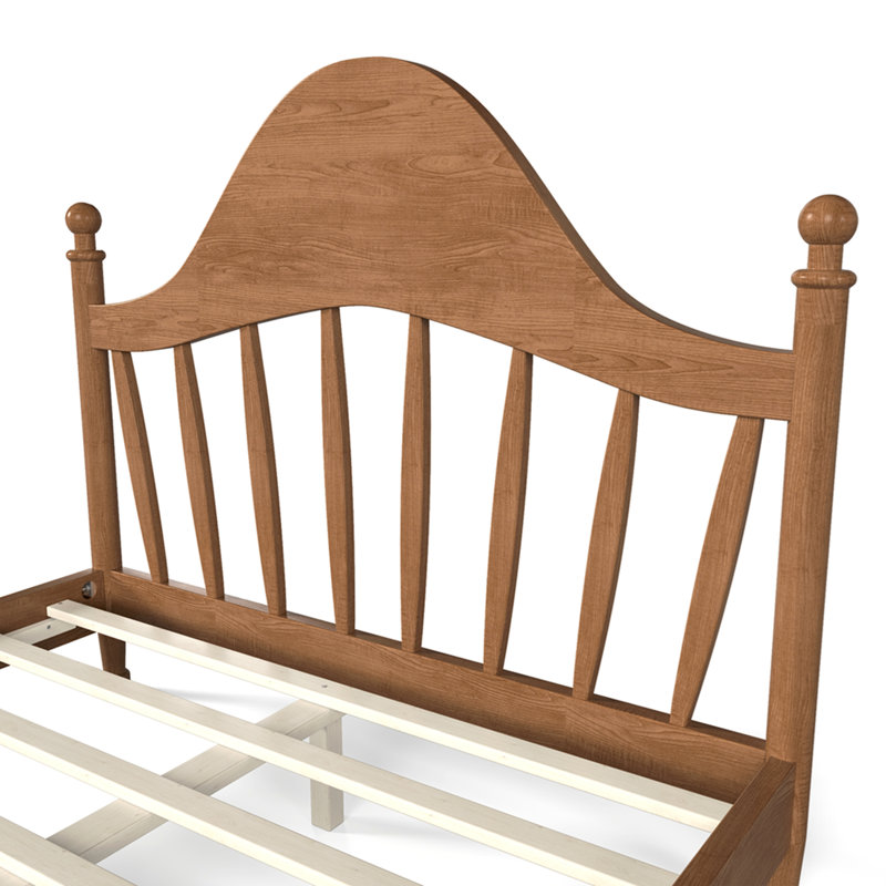 Lit plateforme pleine grandeur avec tête de lit chic, structure de lit en bois massif avec support à lattes, aucun sommier tapissier requis et conception basse à terre. Brun antique