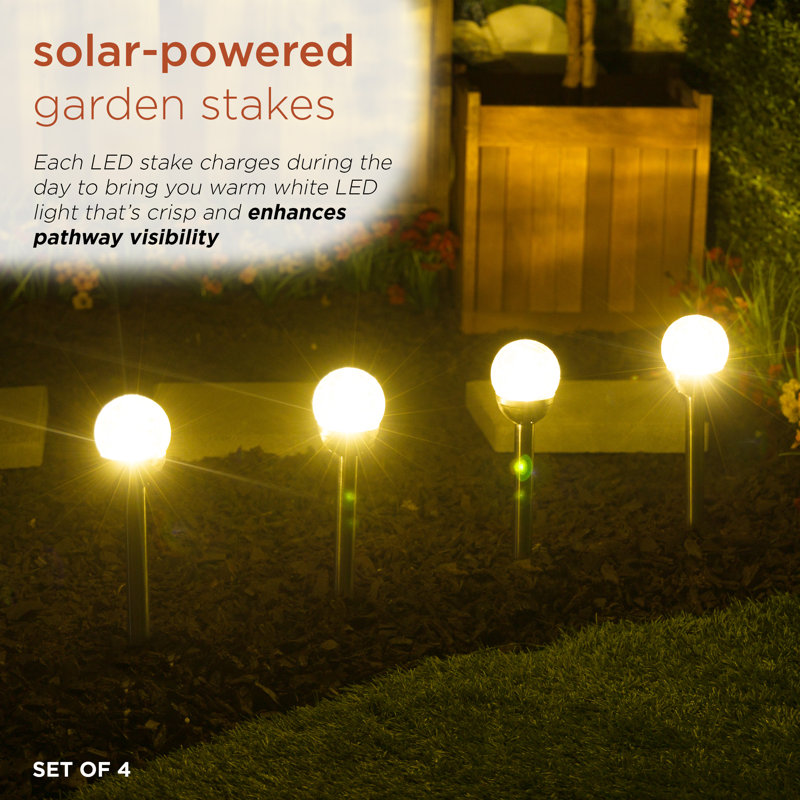 15"H Solar Glass Ball Color Changing LED Lights