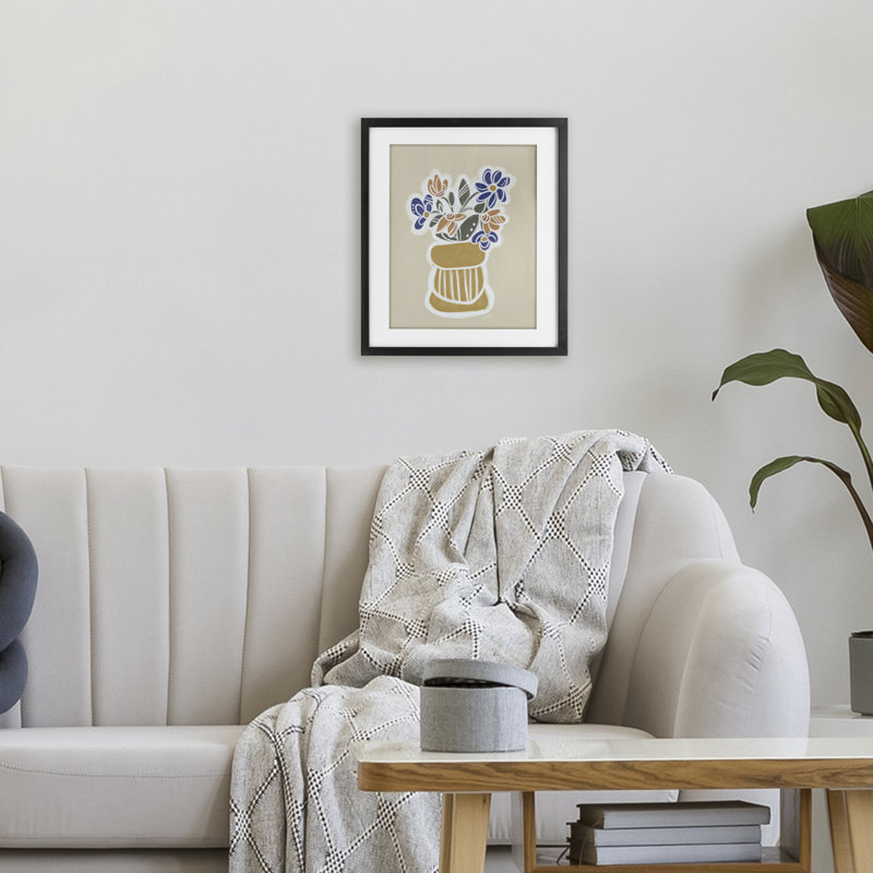 «Arria Flower Bouquet», reproduction encadrée sous verre, design par Beki Marquardt, Cadre noir minuit, H 16 po x l 13 po
