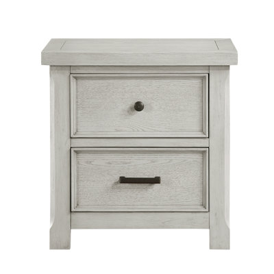 Table de chevet classique en bois gris clair avec 2 tiroirs et meubles de chambre à coucher 1 pièce