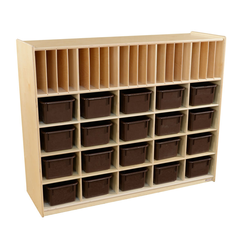 Adjustable Brown Multi-Storage Unit with 20 Trays
