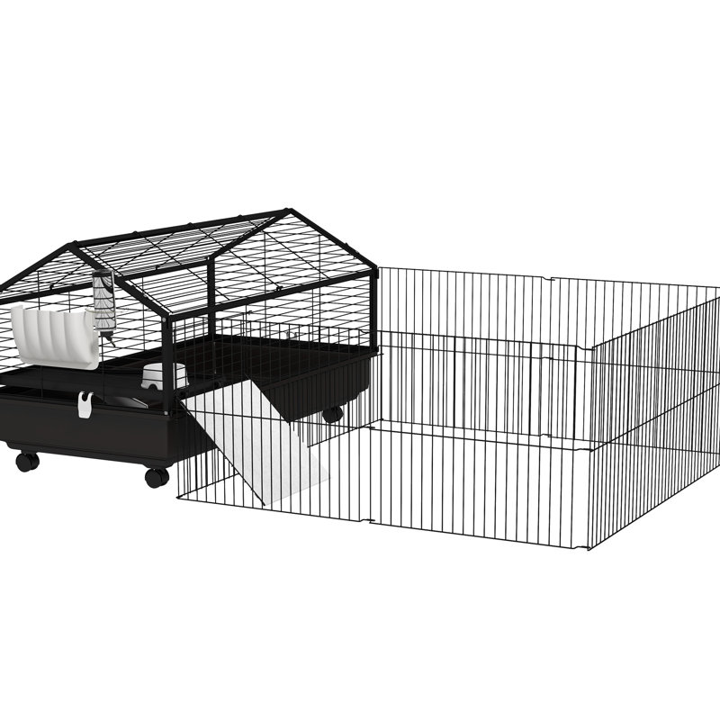 Cage avec aire de jeu pliable spacieuse - convient au cochon d'Inde et au hérisson, parc pour petits animaux attrayant