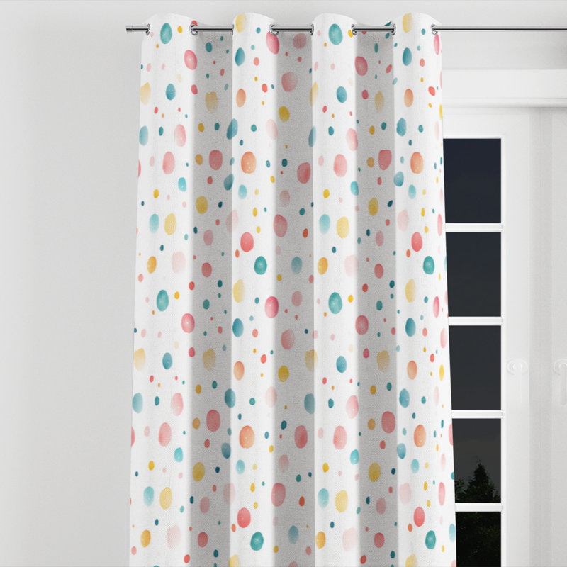 Rideaux Confetti For Kids - rideau à œillets Playful Sprinkles Dots - 1 panneau, L 52 po x L 63 po, Œillets argentés