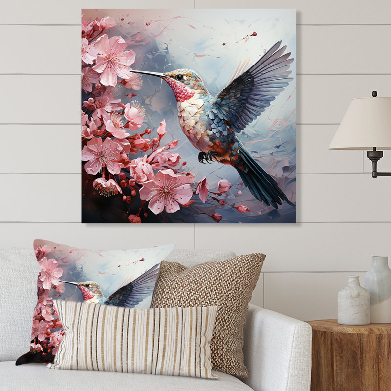 Art floral en métal Colibri - Colibri, H 16 po x l 16 po