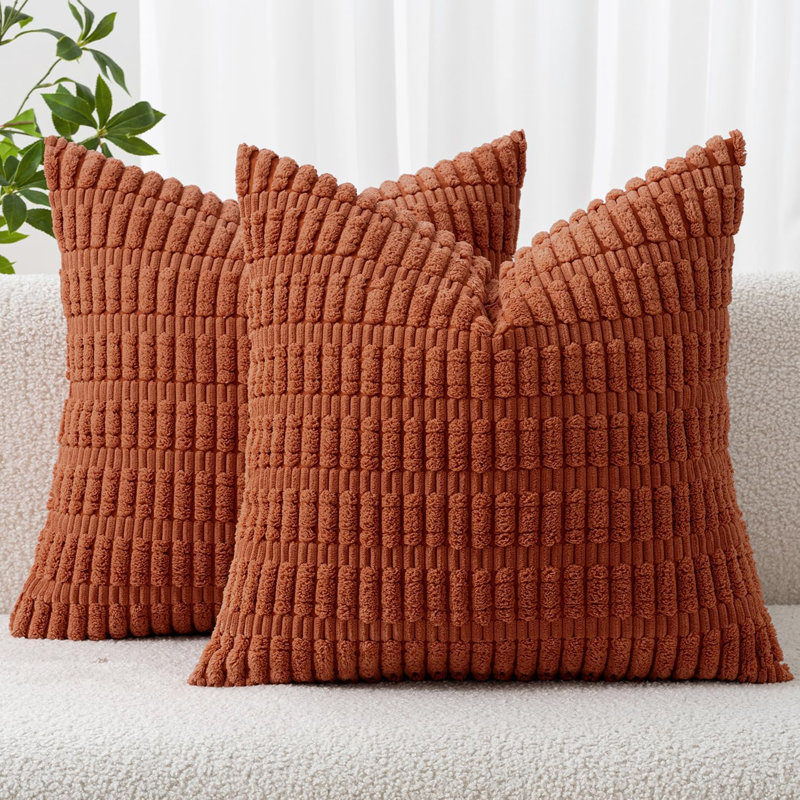 Striped Square Cushion Cover, Caramel