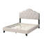 Lit double tapissier contemporain de couleur brune avec tissu en polyfibre pour chambre à coucher et structure en bois d'hévéa