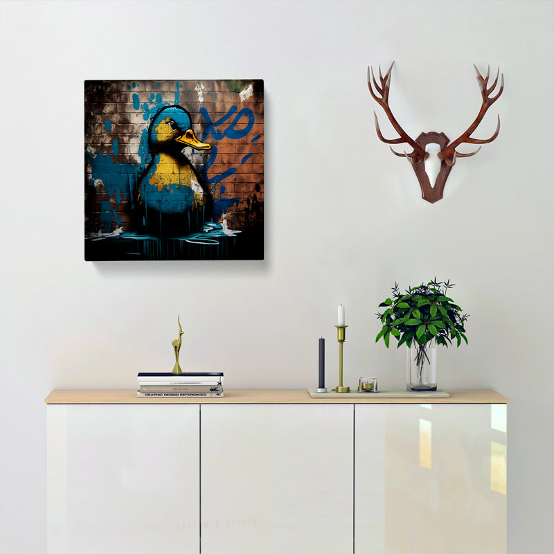 Duck Graffiti Art - Wrapped Canvas, 35cm H x 35cm W x 3cm D
