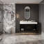 Meuble-lavabo flottant avec lavabo en céramique, 2 tiroirs muraux à fermeture en douceur et plateau blanc-1737559026
