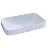 Arvina™ Cotton White Vitreous China Rectangular Vessel  Bathroom Sink with Overflow