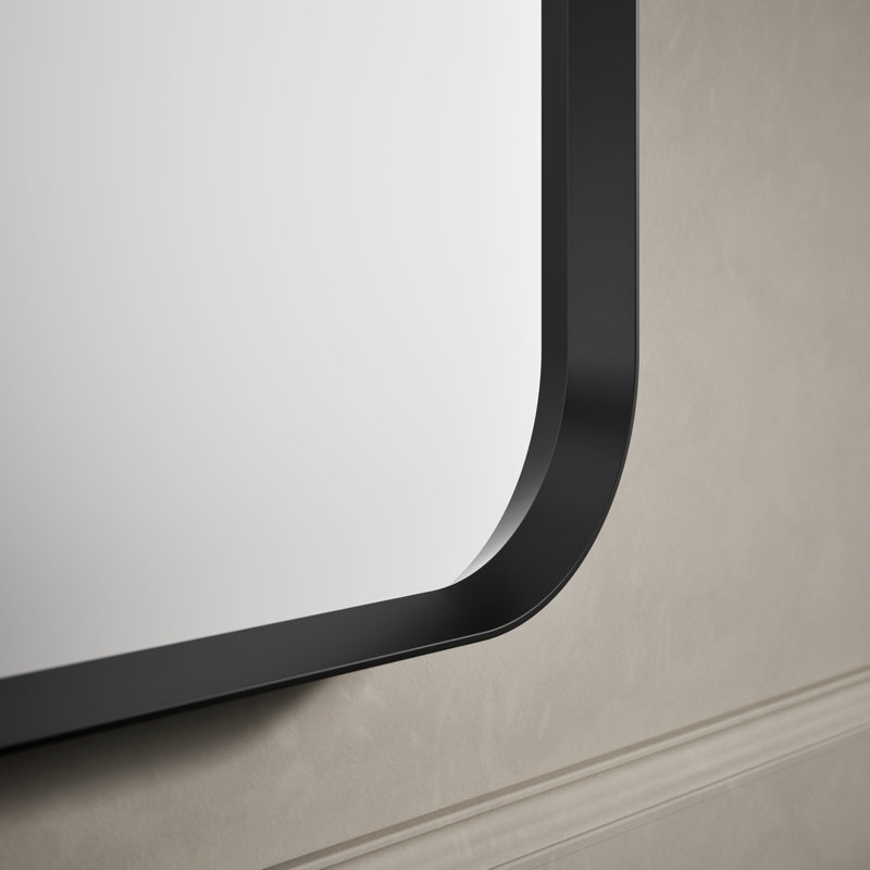 Miroir de salle de bain mural, Noir mat, 45 po x 30 po