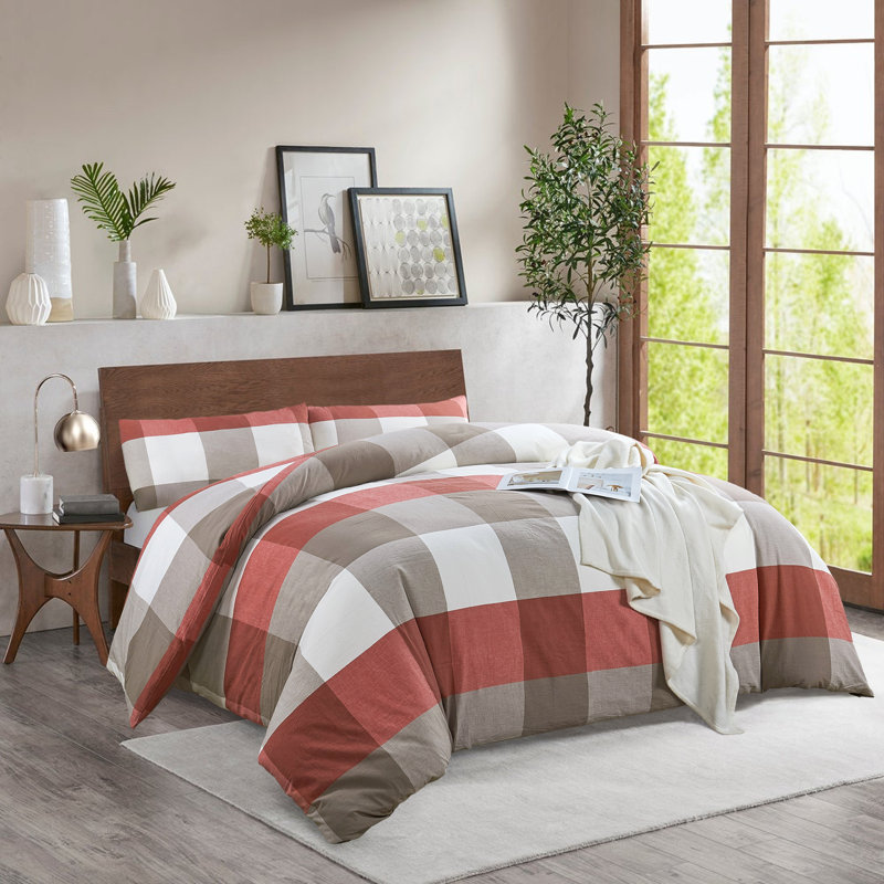 Polyester Duvet Cover with Pillow Shams Included, Queen Duvet Cover + 2 Standard Shams, Cherry