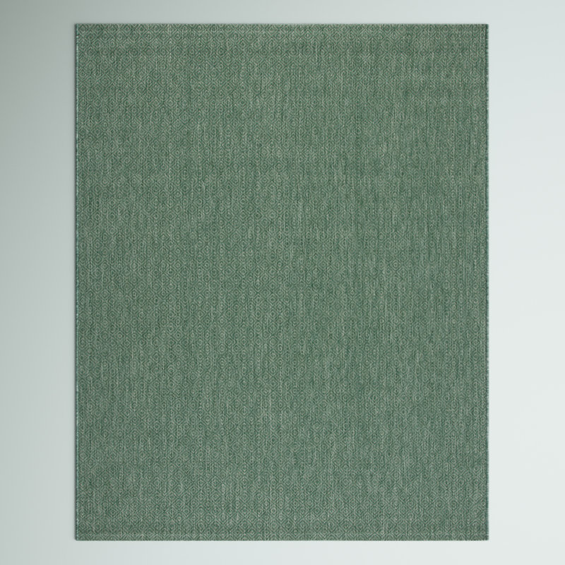 Oppenheimer Geometric Dark Green Indoor / Outdoor Area Indoor/Outdoor Area Rug, Rectangle 6'7" x 9'6"