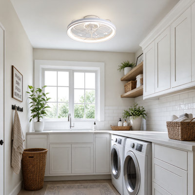 Ventilateur de plafond encastré moderne 19 po avec lumière DEL et télécommande Smart App
