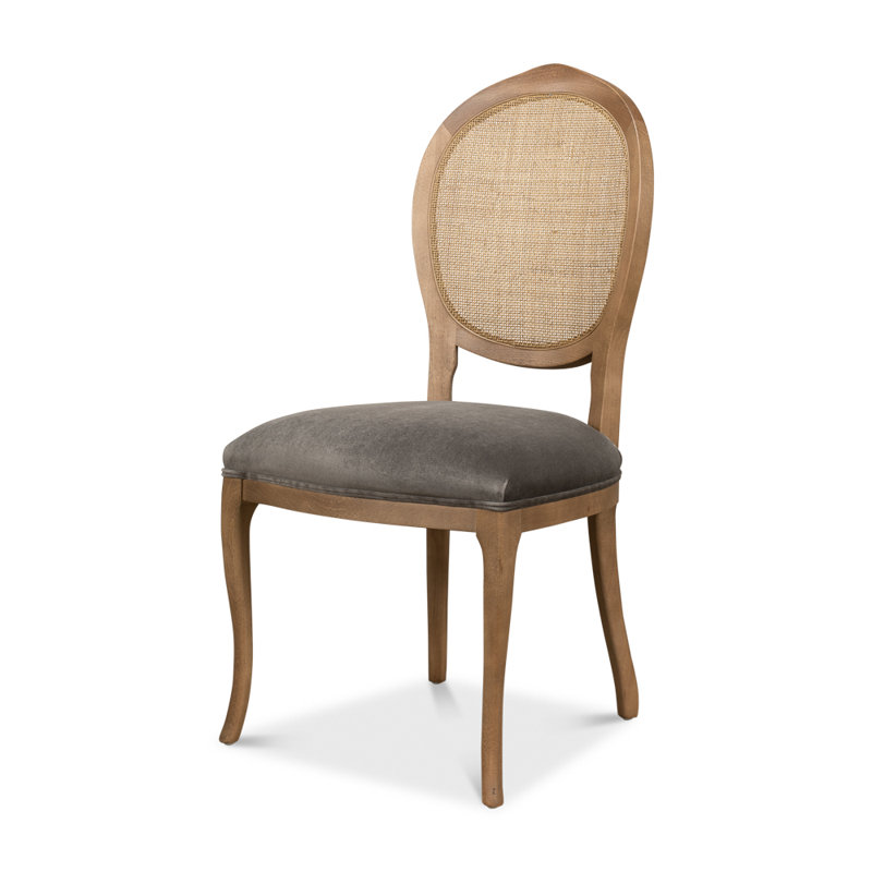 Chaise d'appoint ovale Banner Cane, Gris anthracite, Brun