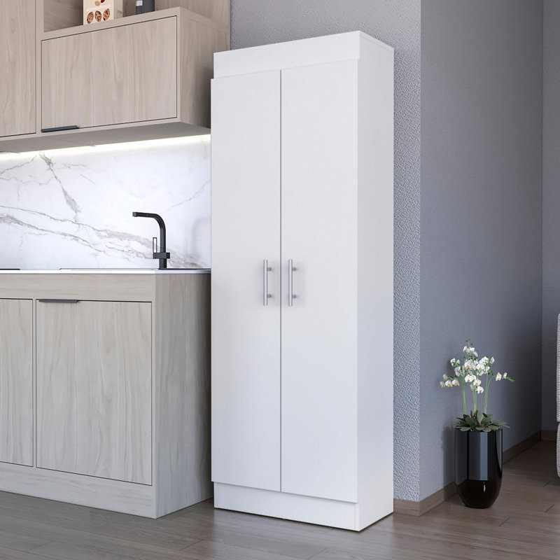 Armoire de cuisine blanche à 5 tablettes pour garde-manger - Améliore le rangement et la gestion de vos essentiels 5 tablettes A