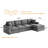 3 - Piece Corduroy Upholstered L-Shaped Sectional-438699073