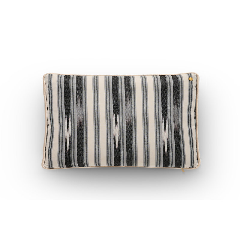 Kutnu Medium Ikat Pattern Pillow, Rectangle 14"H x 20"W, Cream;Black