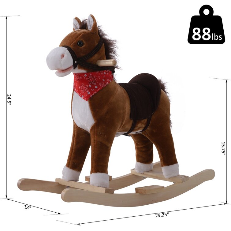 Qaba Cheval à Bascule Peluche Licorne Enfant Cheval à Bascule Doux