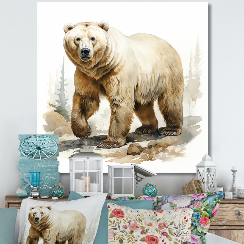 Hiver blanc, ours polaire I - ours 2, art mural, Toile tendue, 36" H x 36" W