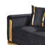 Causeuse Vysa avec 2 coussins, dossier tonneau, base dorée, noir 68 po