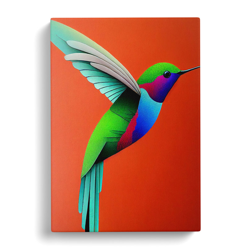 Ermanno Hummingbird Block Colour - Wrapped Canvas, 50cm H x 35cm W x 3cm D