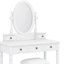 Ensemble de coiffeuse avec miroir à angle réglable, ensemble de coiffeuse et tabouret rembourré avec 5 tiroirs-338007404