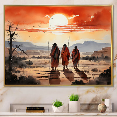 Native Art Guardians Of Prairies Framed On Canvas Print