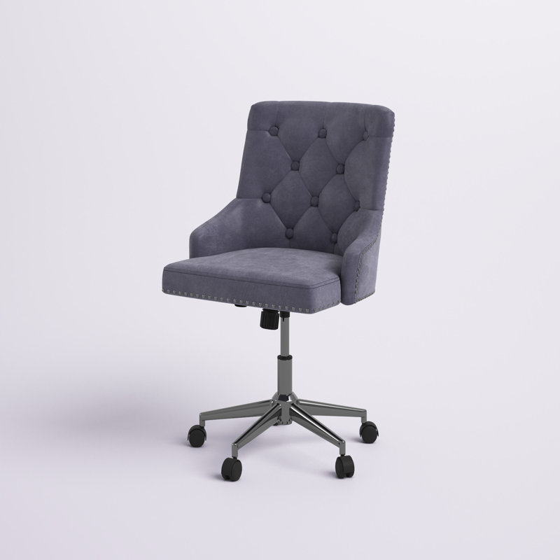 Chaise de travail Shenfield, Velours gris foncé